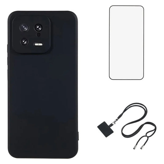 WANLONFENG RB1 Series For Xiaomi 13 Case Soft TPU Phone Cover with Screen Film, Strap