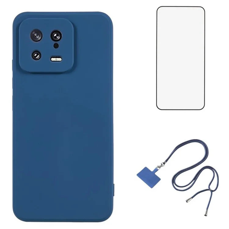 WANLONFENG RB1 Series For Xiaomi 13 Case Soft TPU Phone Cover with Screen Film, Strap