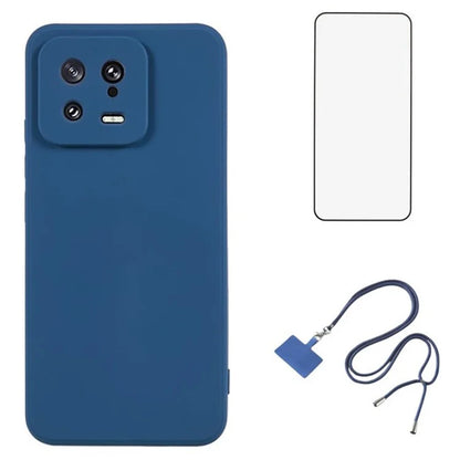 WANLONFENG RB1 Series For Xiaomi 13 Case Soft TPU Phone Cover with Screen Film, Strap