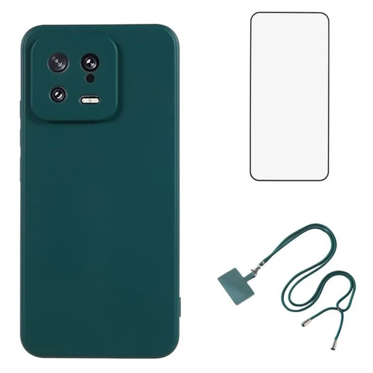 WANLONFENG RB1 Series For Xiaomi 13 Case Soft TPU Phone Cover with Screen Film, Strap