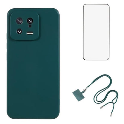 WANLONFENG RB1 Series For Xiaomi 13 Case Soft TPU Phone Cover with Screen Film, Strap