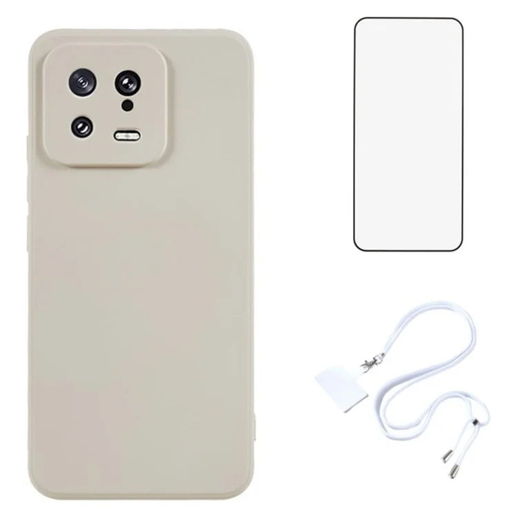 WANLONFENG RB1 Series For Xiaomi 13 Case Soft TPU Phone Cover with Screen Film, Strap