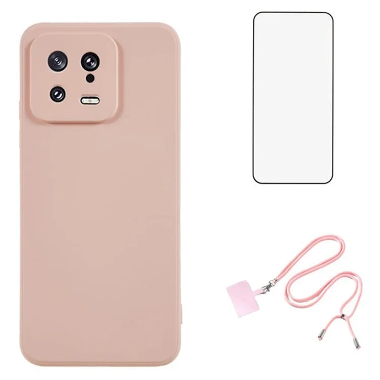 WANLONFENG RB1 Series For Xiaomi 13 Case Soft TPU Phone Cover with Screen Film, Strap