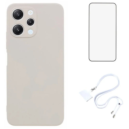 WANLONFENG RB1 Series For Xiaomi Redmi 12 4G TPU Phone Case with Screen Film+Lanyard