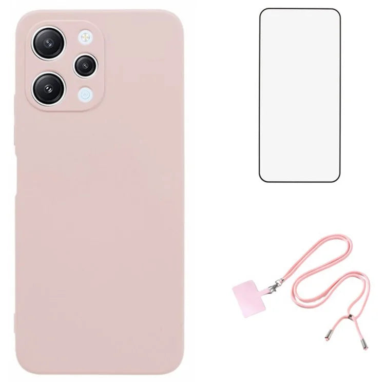 WANLONFENG RB1 Series For Xiaomi Redmi 12 4G TPU Phone Case with Screen Film+Lanyard