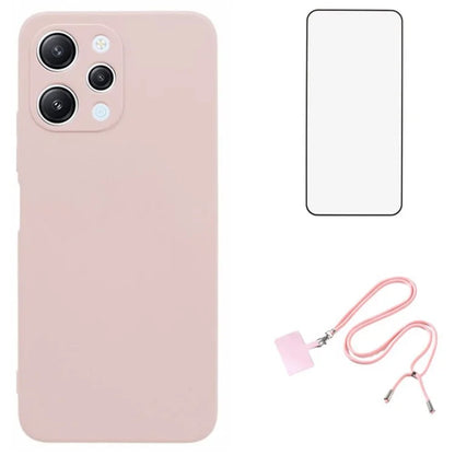 WANLONFENG RB1 Series For Xiaomi Redmi 12 4G TPU Phone Case with Screen Film+Lanyard