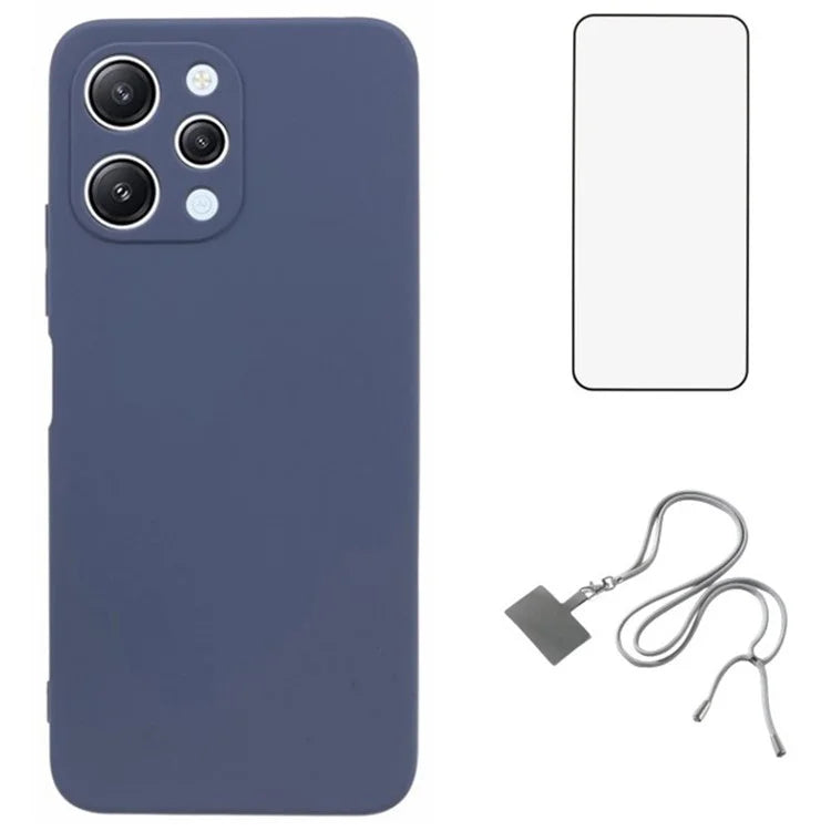 WANLONFENG RB1 Series For Xiaomi Redmi 12 4G TPU Phone Case with Screen Film+Lanyard