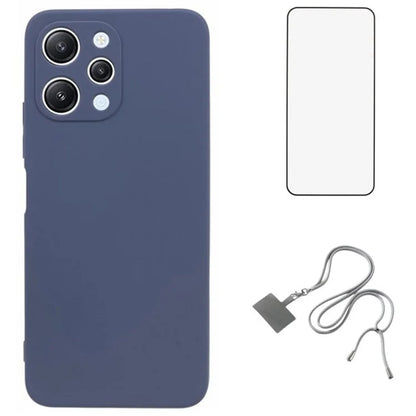 WANLONFENG RB1 Series For Xiaomi Redmi 12 4G TPU Phone Case with Screen Film+Lanyard