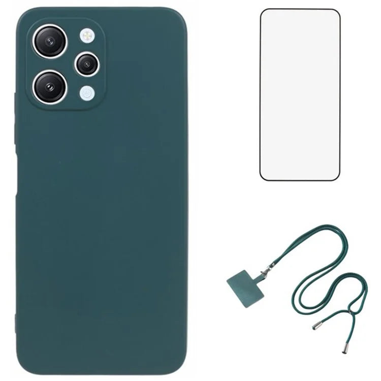 WANLONFENG RB1 Series For Xiaomi Redmi 12 4G TPU Phone Case with Screen Film+Lanyard
