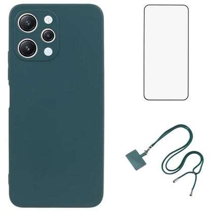 WANLONFENG RB1 Series For Xiaomi Redmi 12 4G TPU Phone Case with Screen Film+Lanyard