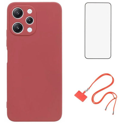 WANLONFENG RB1 Series For Xiaomi Redmi 12 4G TPU Phone Case with Screen Film+Lanyard