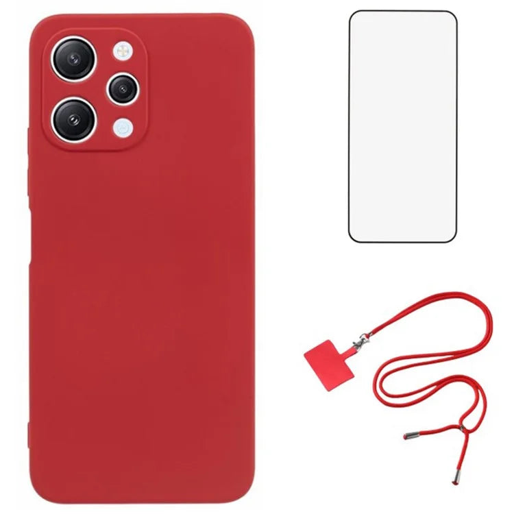 WANLONFENG RB1 Series For Xiaomi Redmi 12 4G TPU Phone Case with Screen Film+Lanyard