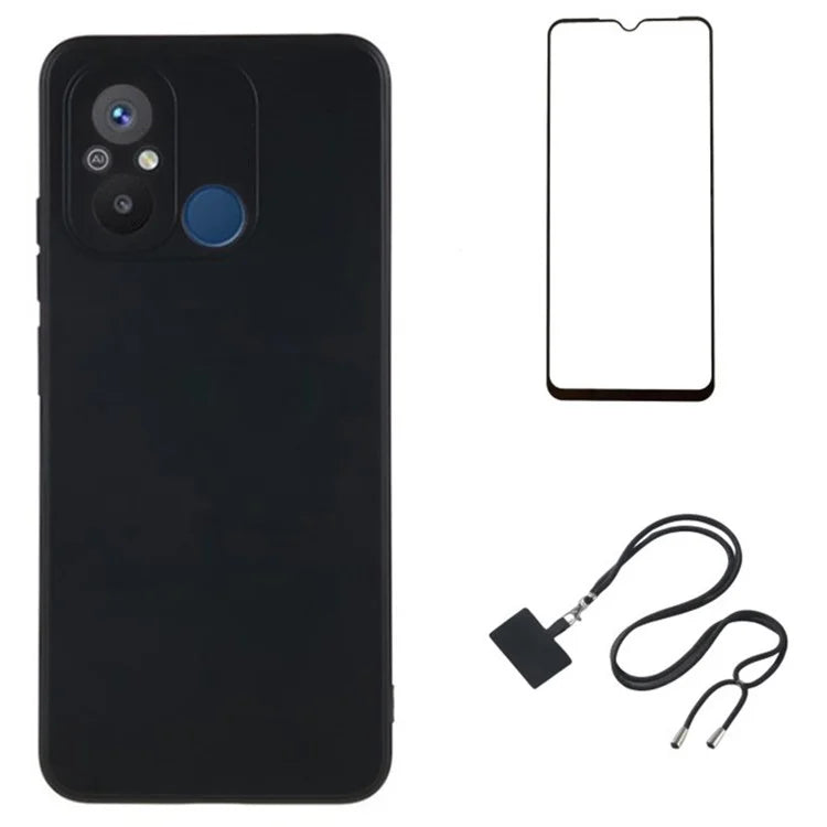 WANLONFENG RB1 Series For Xiaomi Redmi 12C 4G Case with Screen Film, Shockproof TPU Phone Shell
