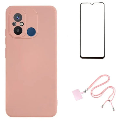 WANLONFENG RB1 Series For Xiaomi Redmi 12C 4G Case with Screen Film, Shockproof TPU Phone Shell