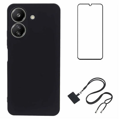 WANLONFENG RB1 Series For Xiaomi Redmi 13C 4G / Poco C65 4G Case TPU Phone Cover with Front Screen Film