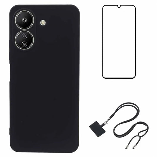 WANLONFENG RB1 Series For Xiaomi Redmi 13C 4G / Poco C65 4G Case TPU Phone Cover with Front Screen Film