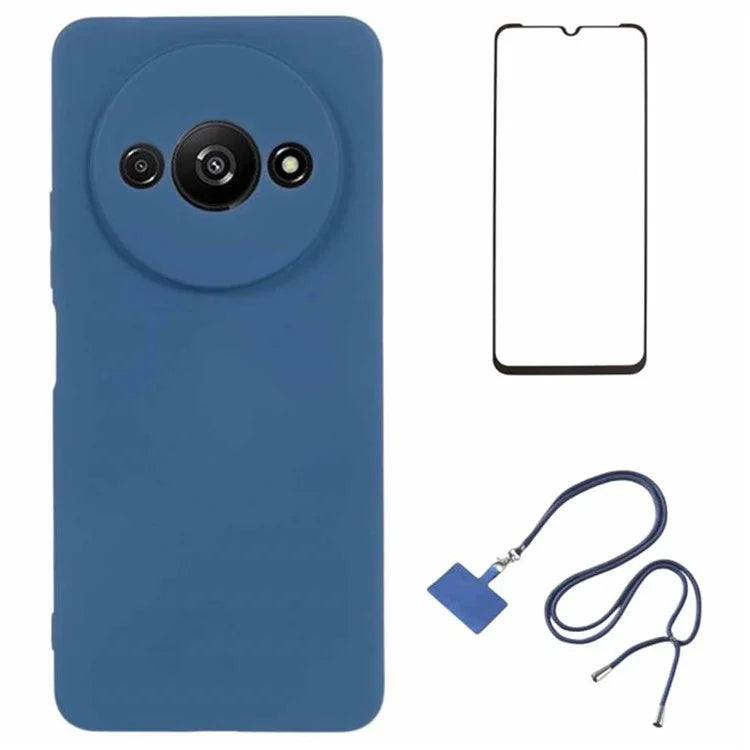 WANLONFENG RB1 Series For Xiaomi Redmi A3 / Poco C61 4G Case Soft TPU Non-Slip Phone Cover with Strap