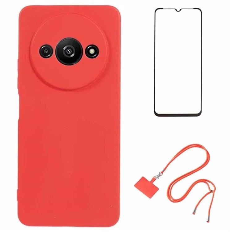 WANLONFENG RB1 Series For Xiaomi Redmi A3 / Poco C61 4G Case Soft TPU Non-Slip Phone Cover with Strap