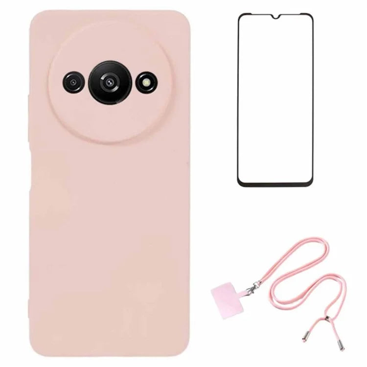 WANLONFENG RB1 Series For Xiaomi Redmi A3 / Poco C61 4G Case Soft TPU Non-Slip Phone Cover with Strap