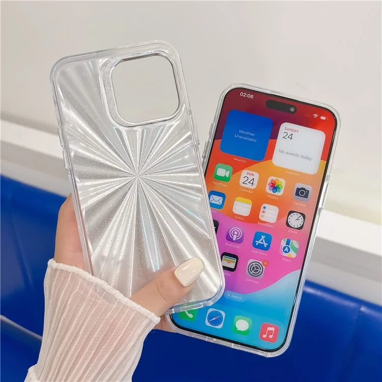 For iPhone 15 Pro Case Electroplating Laser Butterfly Pattern PC+TPU Slim Phone Cover
