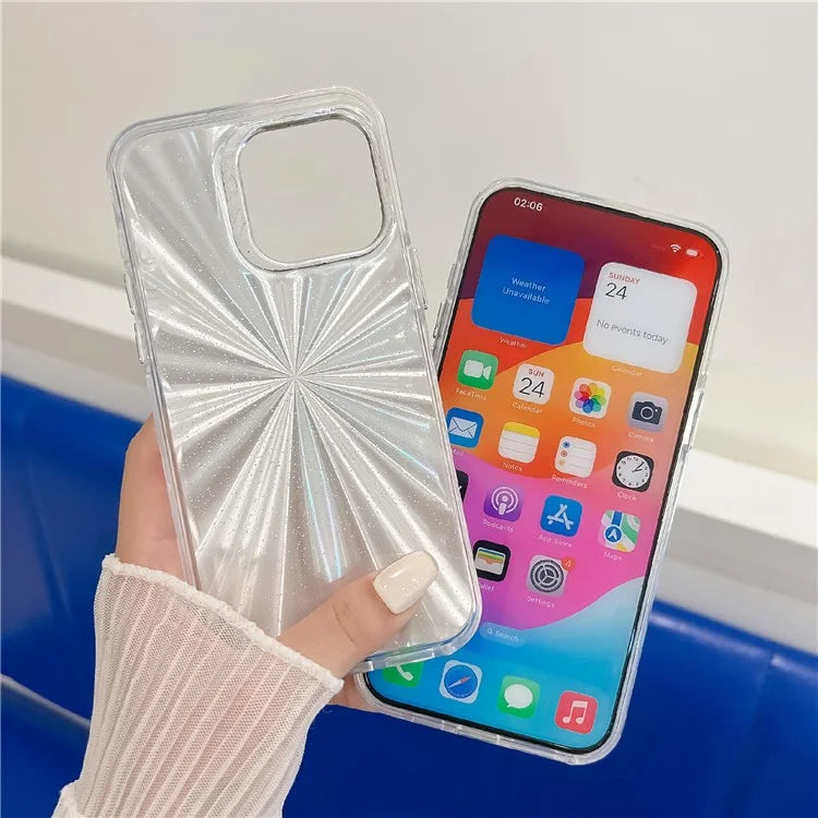 For iPhone 13 Pro Case Electroplated Laser Butterfly Pattern PC+TPU Phone Cover