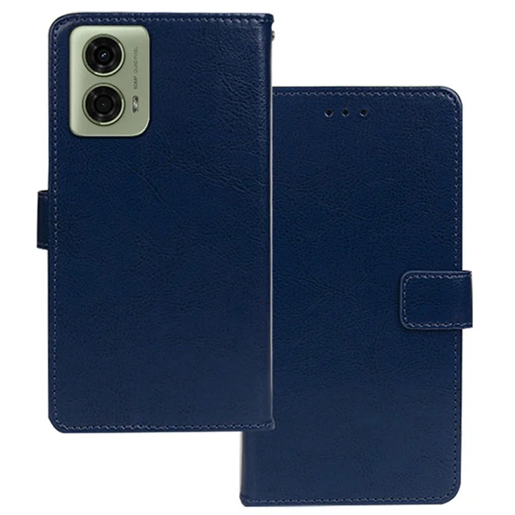 IDEWEI for Motorola Moto E14 4G / G04 4G / G04s 4G / G24 4G Case Crazy Horse Texture Leather Phone Cover with 3 Card Slots