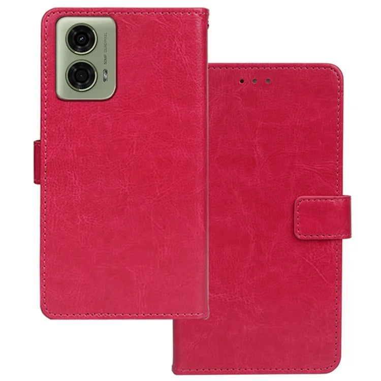 IDEWEI for Motorola Moto E14 4G / G04 4G / G04s 4G / G24 4G Case Crazy Horse Texture Leather Phone Cover with 3 Card Slots