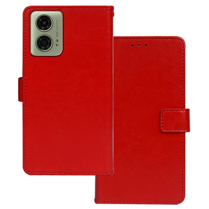 IDEWEI for Motorola Moto E14 4G / G04 4G / G04s 4G / G24 4G Case Crazy Horse Texture Leather Phone Cover with 3 Card Slots