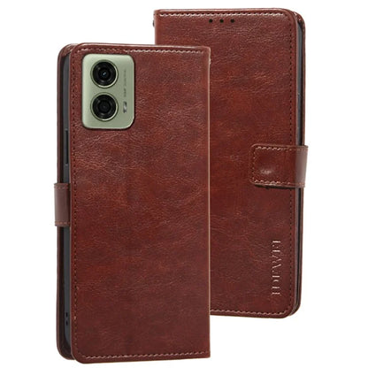 IDEWEI For Motorola Moto E14 4G / G04 4G / G04s 4G / G24 4G Case Folio Leather Phone Cover Crazy Horse Texture