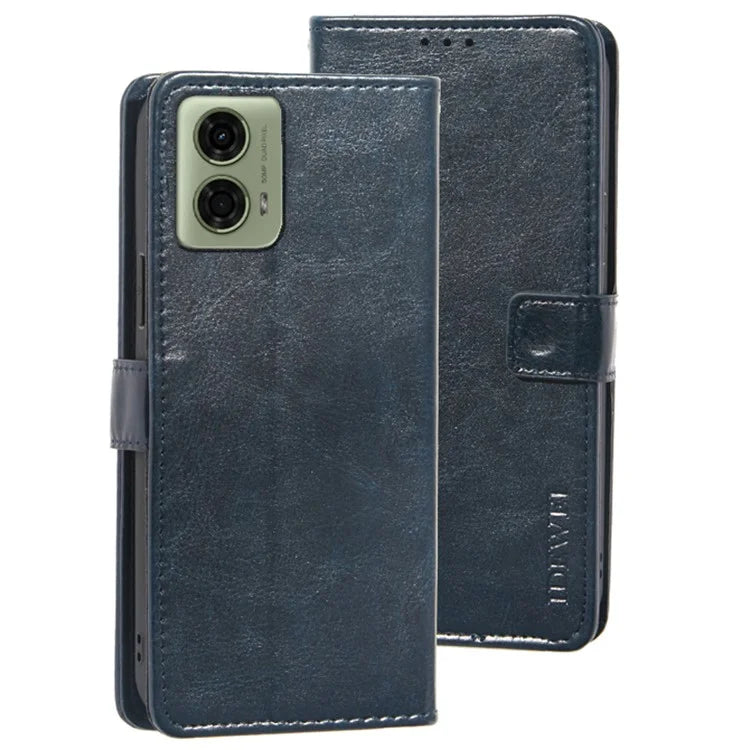 IDEWEI For Motorola Moto E14 4G / G04 4G / G04s 4G / G24 4G Case Folio Leather Phone Cover Crazy Horse Texture