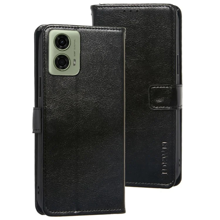 IDEWEI For Motorola Moto E14 4G / G04 4G / G04s 4G / G24 4G Case Folio Leather Phone Cover Crazy Horse Texture