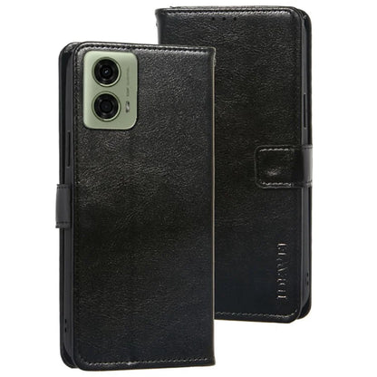 IDEWEI For Motorola Moto E14 4G / G04 4G / G04s 4G / G24 4G Case Folio Leather Phone Cover Crazy Horse Texture