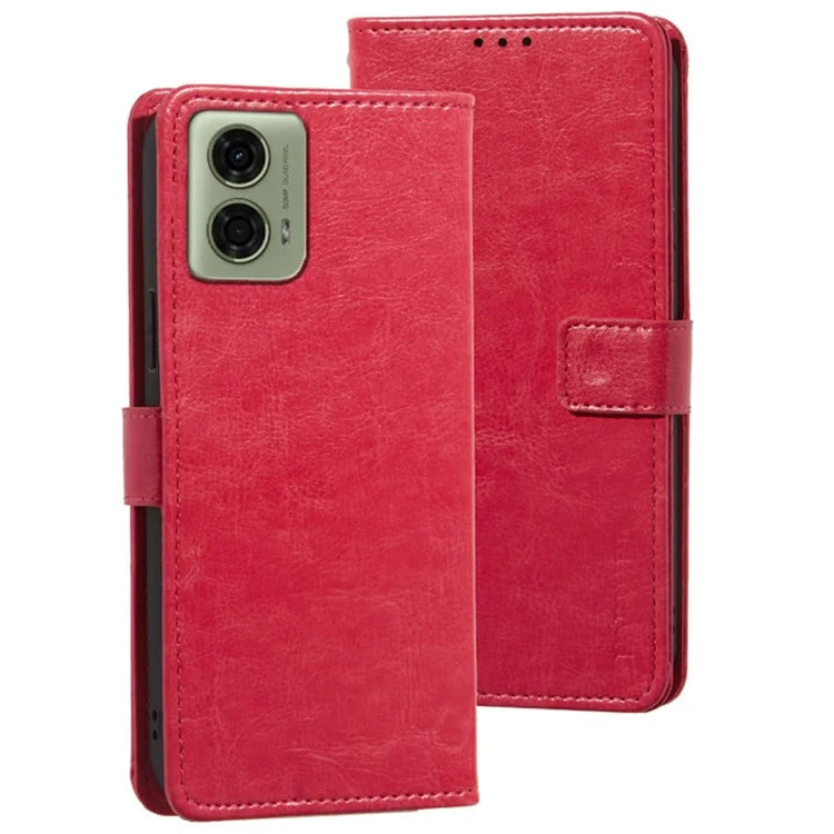 IDEWEI For Motorola Moto E14 4G / G04 4G / G04s 4G / G24 4G Case Folio Leather Phone Cover Crazy Horse Texture