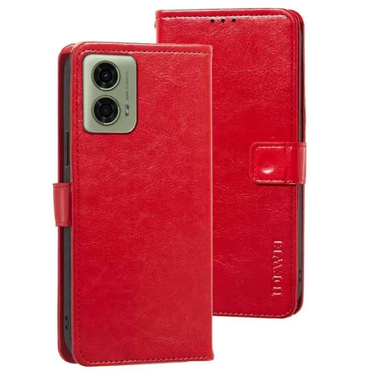 IDEWEI For Motorola Moto E14 4G / G04 4G / G04s 4G / G24 4G Case Folio Leather Phone Cover Crazy Horse Texture