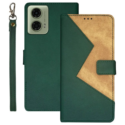 IDEWEI For Motorola Moto E14 4G / G04 4G / G04s 4G / G24 4G Case Card Holder Leather Cover Splicing Color
