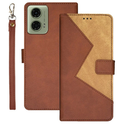 IDEWEI For Motorola Moto E14 4G / G04 4G / G04s 4G / G24 4G Case Card Holder Leather Cover Splicing Color
