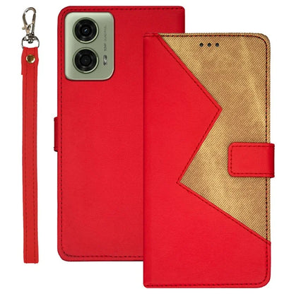 IDEWEI For Motorola Moto E14 4G / G04 4G / G04s 4G / G24 4G Case Card Holder Leather Cover Splicing Color