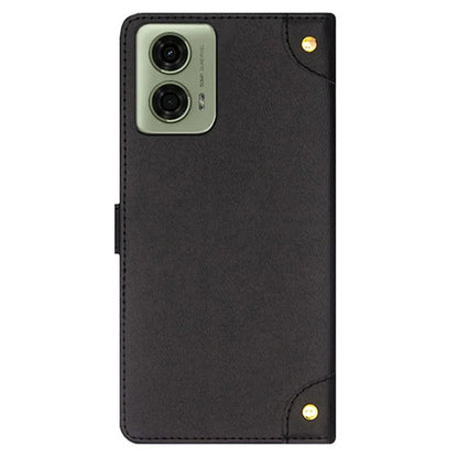 IDEWEI For Motorola Moto E14 4G / G04 4G / G04s 4G / G24 4G Case Leather Phone Cover Gold Button Decor