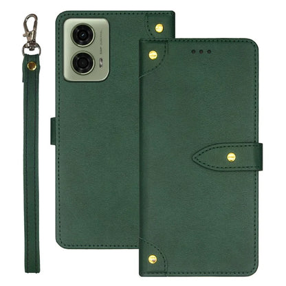 IDEWEI For Motorola Moto E14 4G / G04 4G / G04s 4G / G24 4G Case Leather Phone Cover Gold Button Decor