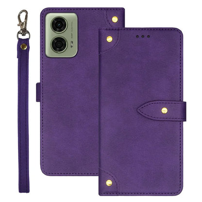 IDEWEI For Motorola Moto E14 4G / G04 4G / G04s 4G / G24 4G Case Leather Phone Cover Gold Button Decor