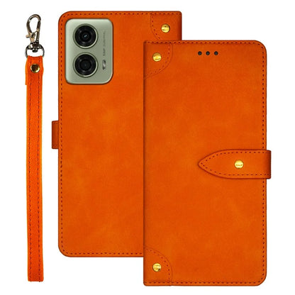 IDEWEI For Motorola Moto E14 4G / G04 4G / G04s 4G / G24 4G Case Leather Phone Cover Gold Button Decor