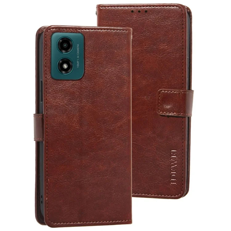 IDEWEI For Motorola Moto E14 4G / G04 4G / G04s 4G / G24 4G Case Crazy Horse Texture Leather Wallet Cover