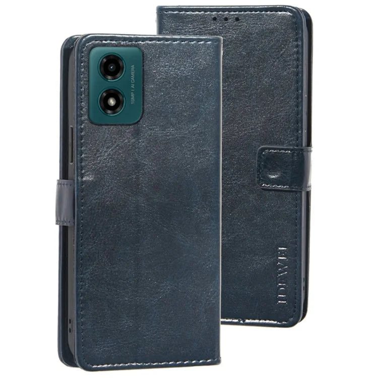IDEWEI For Motorola Moto E14 4G / G04 4G / G04s 4G / G24 4G Case Crazy Horse Texture Leather Wallet Cover