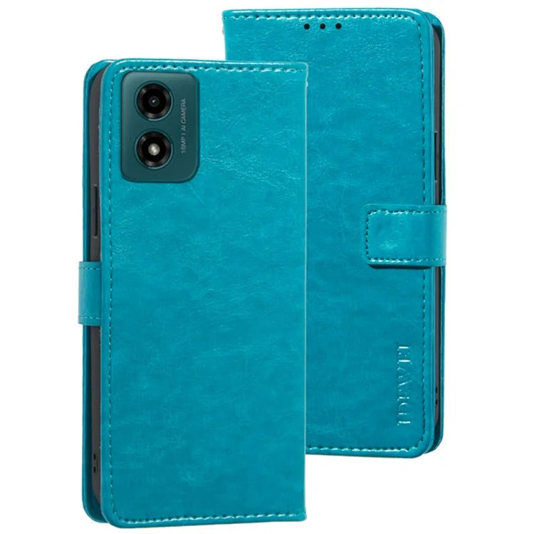 IDEWEI For Motorola Moto E14 4G / G04 4G / G04s 4G / G24 4G Case Crazy Horse Texture Leather Wallet Cover
