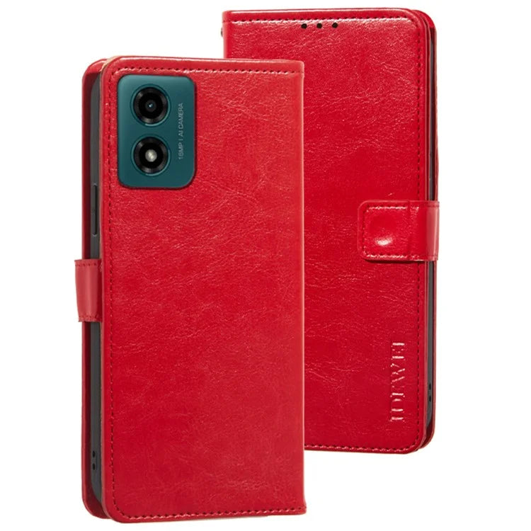 IDEWEI For Motorola Moto E14 4G / G04 4G / G04s 4G / G24 4G Case Crazy Horse Texture Leather Wallet Cover