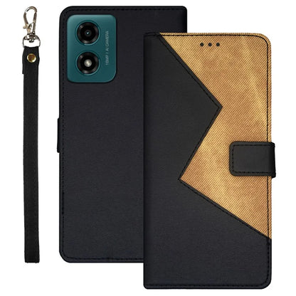 IDEWEI For Motorola Moto E14 4G / G04 4G / G04s 4G / G24 4G Case Splicing Color Flip Leather Phone Cover