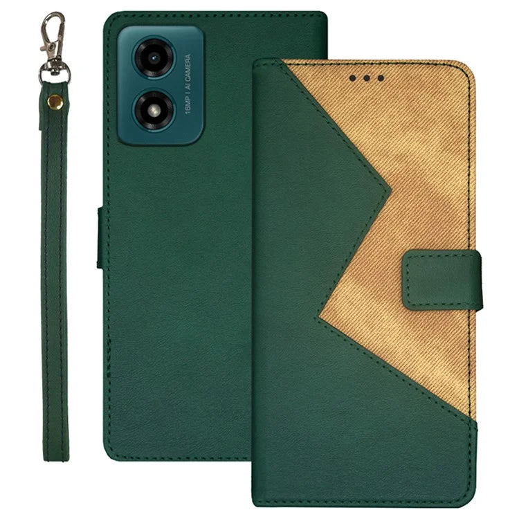 IDEWEI For Motorola Moto E14 4G / G04 4G / G04s 4G / G24 4G Case Splicing Color Flip Leather Phone Cover