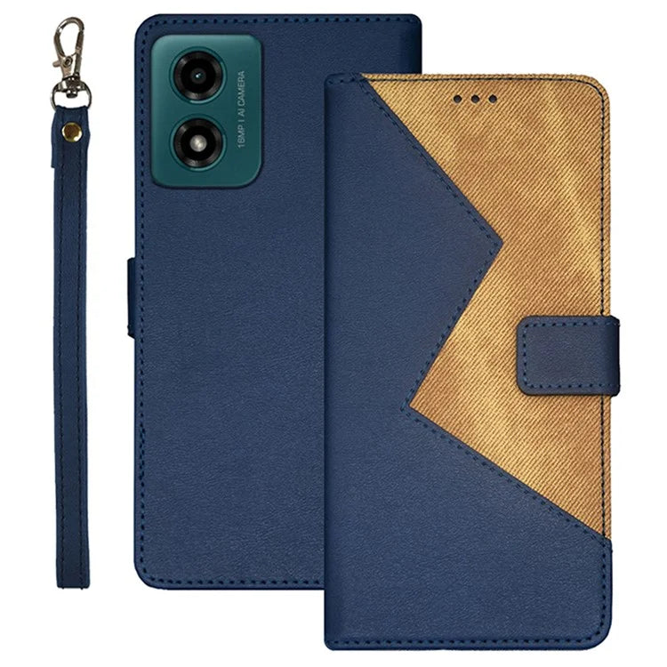 IDEWEI For Motorola Moto E14 4G / G04 4G / G04s 4G / G24 4G Case Splicing Color Flip Leather Phone Cover