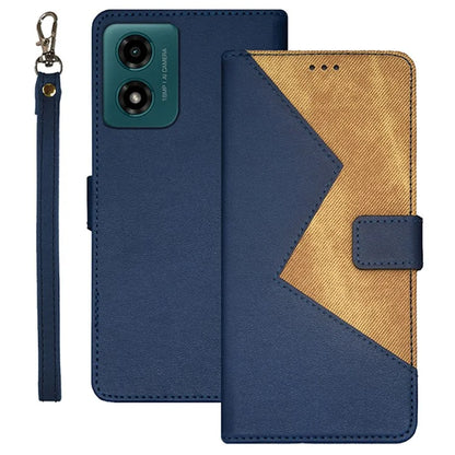 IDEWEI For Motorola Moto E14 4G / G04 4G / G04s 4G / G24 4G Case Splicing Color Flip Leather Phone Cover