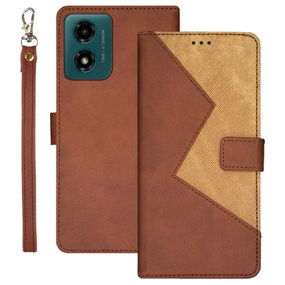 IDEWEI For Motorola Moto E14 4G / G04 4G / G04s 4G / G24 4G Case Splicing Color Flip Leather Phone Cover